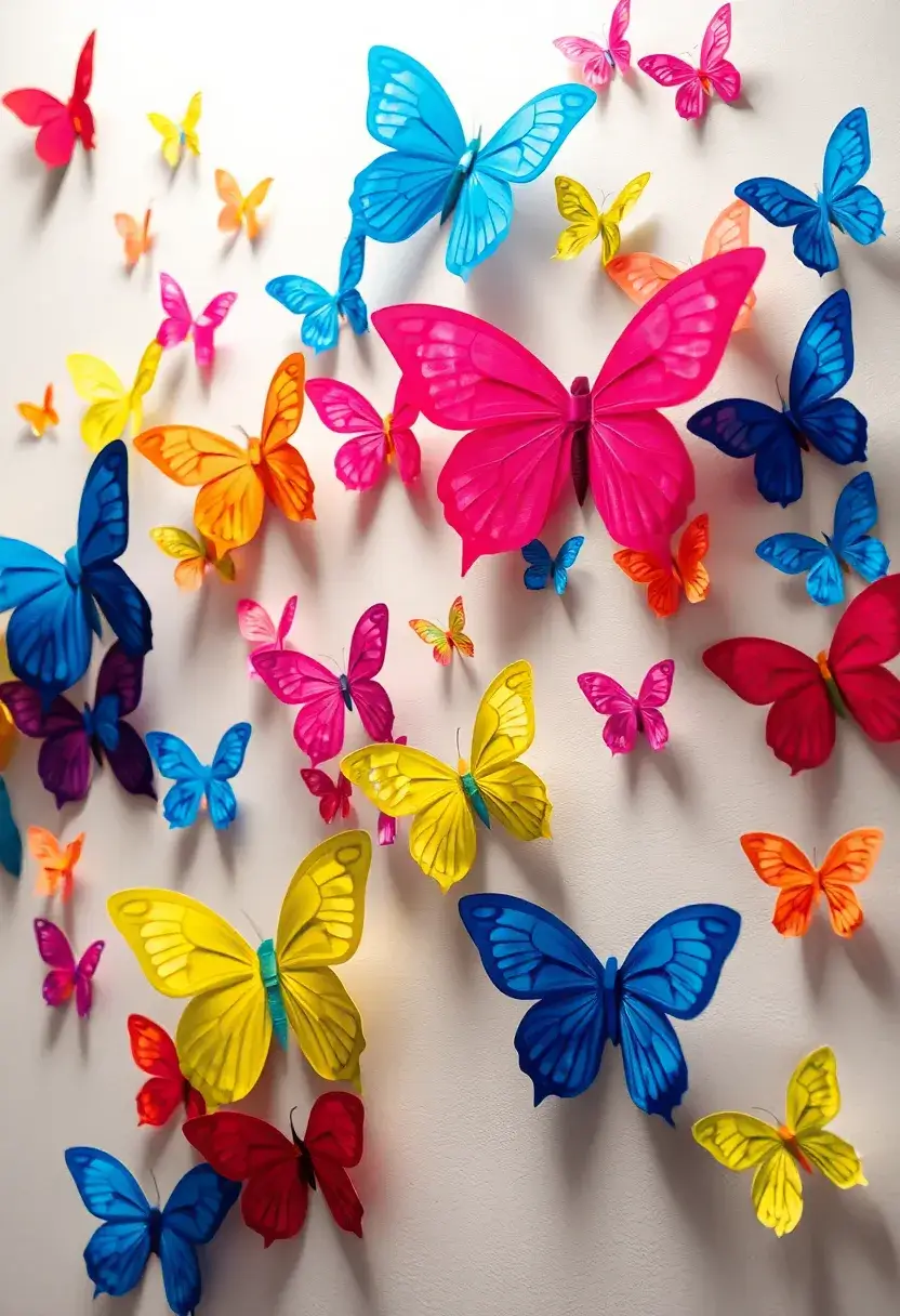 27 Craft Ideas With Paper That Turn Simple Sheets Into Art - 19. Paper Butterfly Wall Art