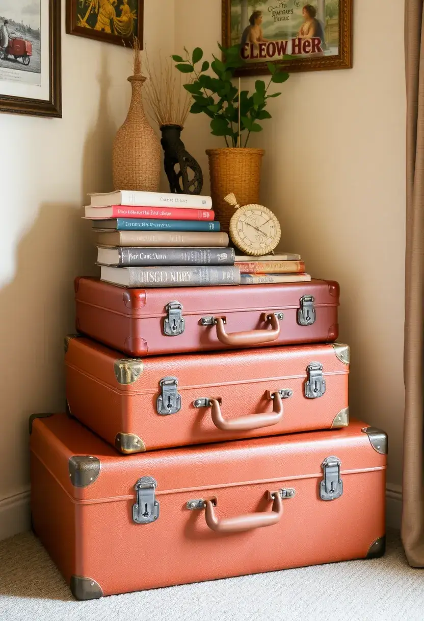 27 Cute Craft Ideas For Your Room That Inspire Cozy Vibes 23. Vintage Suitcase Decor