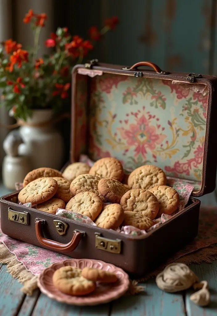 27 DIY Cookie Box Ideas That Make Treats Extra Special - 4. Vintage Suitcase Box