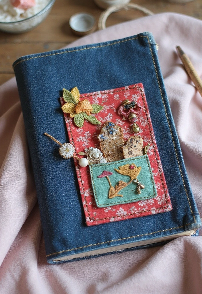 27 DIY Journal Ideas That Anyone Can Try for Personalized Notebooks - 1. Upcycled Denim Pocket Journal