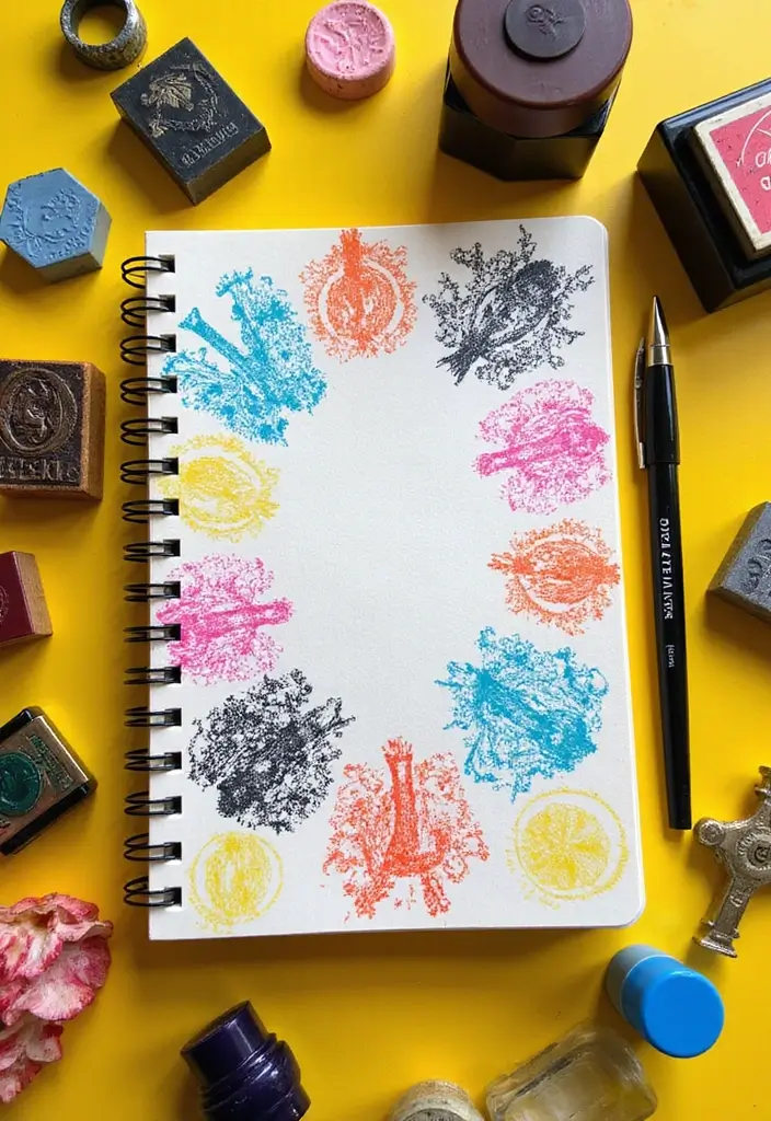 27 DIY Journal Ideas That Anyone Can Try for Personalized Notebooks - 13. Stamped Journal