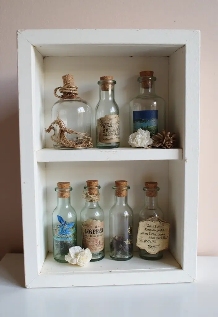27 DIY Shadow Box Ideas That Showcase Memories Beautifully - 12. Travel Memories in a Bottle
