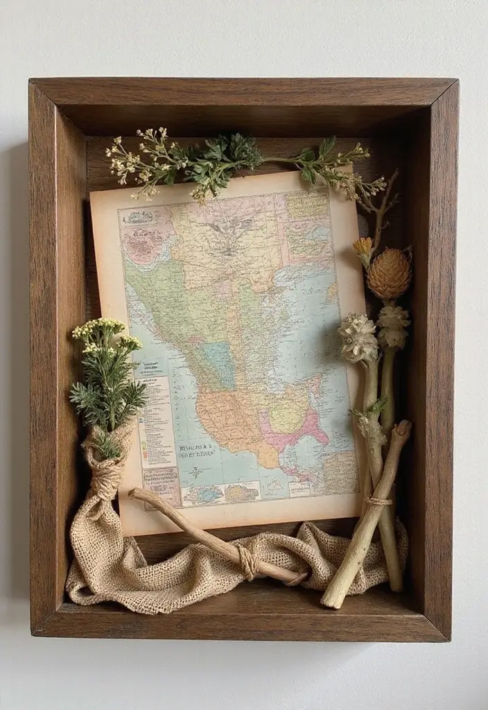 27 DIY Shadow Box Ideas That Showcase Memories Beautifully - 17. Rustic Travel Themes