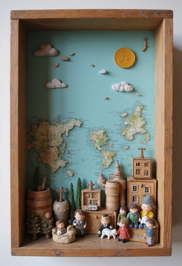 27 DIY Shadow Box Ideas That Showcase Memories Beautifully - 21. Miniature Travel Scene