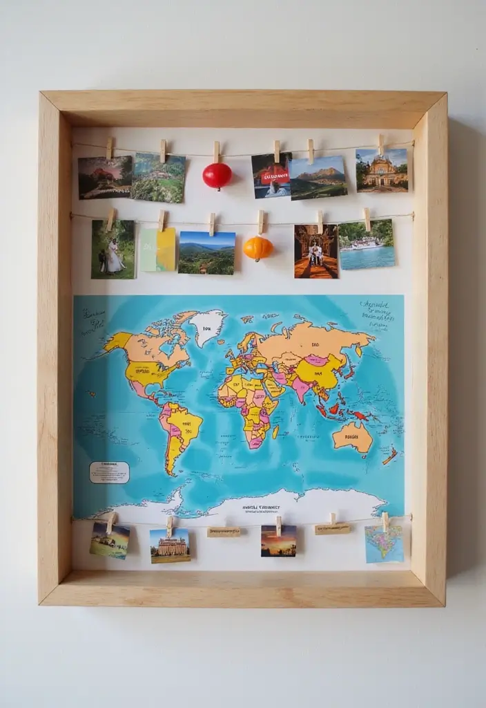 27 DIY Shadow Box Ideas That Showcase Memories Beautifully - 3. Adventure Map Display