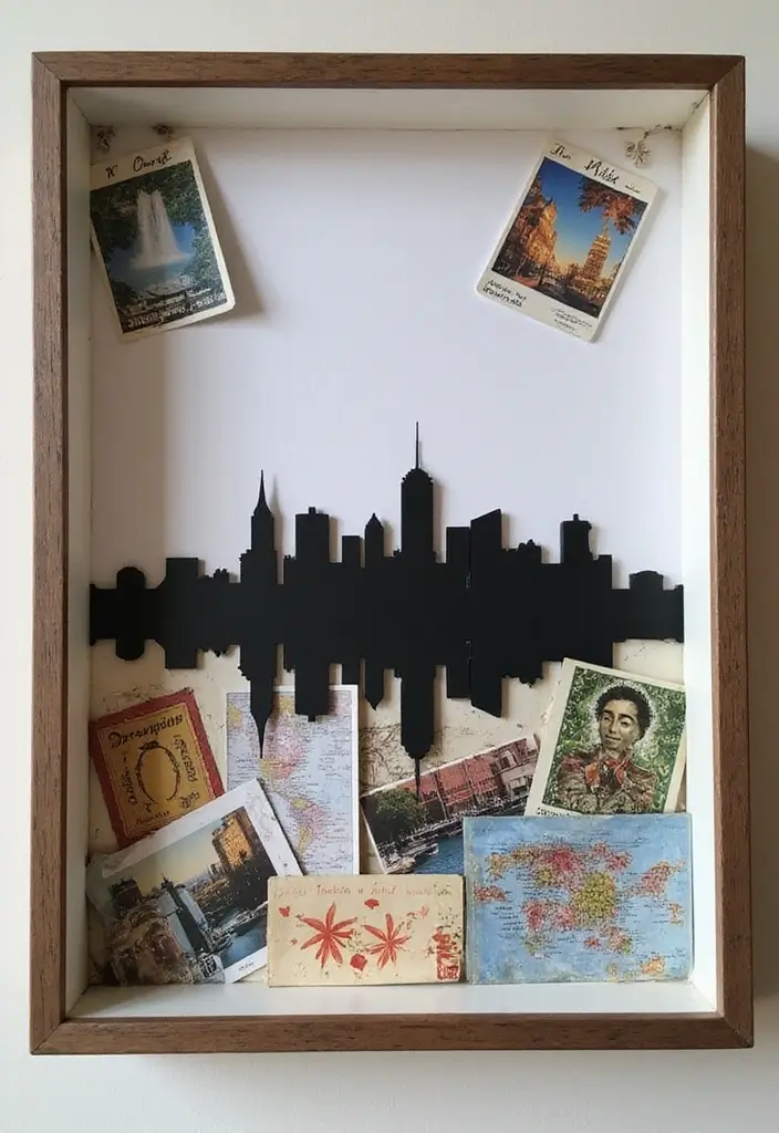 27 DIY Shadow Box Ideas That Showcase Memories Beautifully - 4. City Skyline Souvenir Box