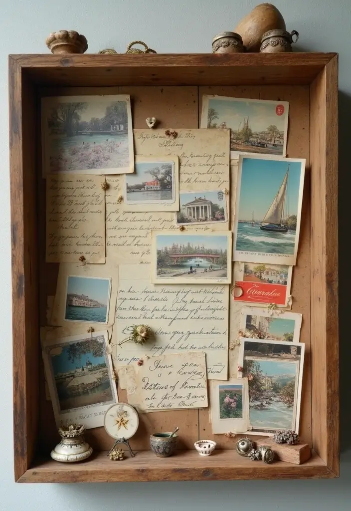 27 DIY Shadow Box Ideas That Showcase Memories Beautifully - 6. Vintage Travel Postcards
