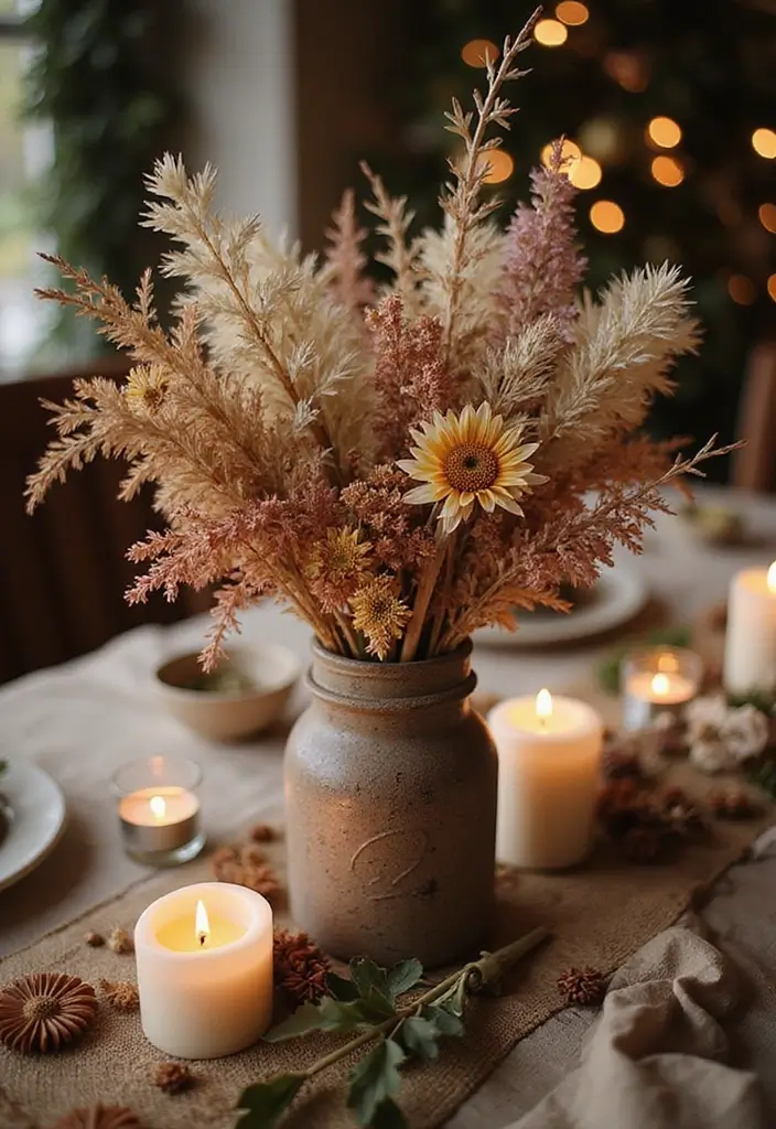 27 Diwali DIY Decoration Ideas That Make Your Festival Bright and Colorful - 12. Dried Flower Embellishments