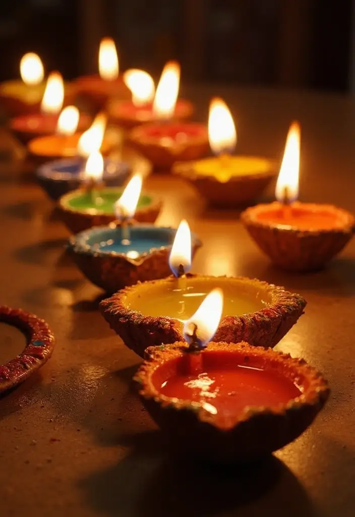 27 Diwali DIY Decoration Ideas That Make Your Festival Bright and Colorful - 18. Colorful Diya Holders from Cardboard