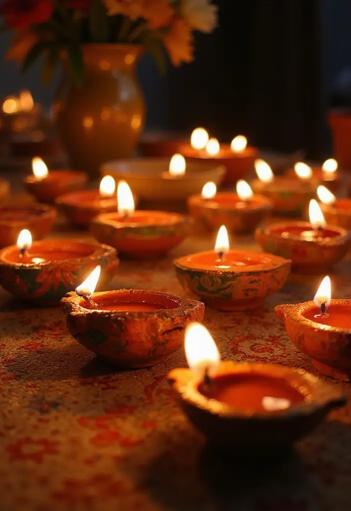 27 Diwali DIY Decoration Ideas That Make Your Festival Bright and Colorful - 5. Handmade Diya Decorations