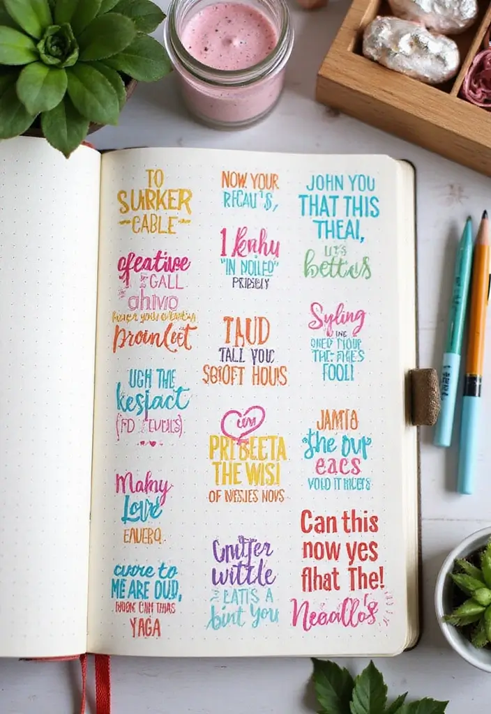 27 Dot Grid Journal Ideas That Make Planning Easy and Fun - 14. Inspirational Quotes Section