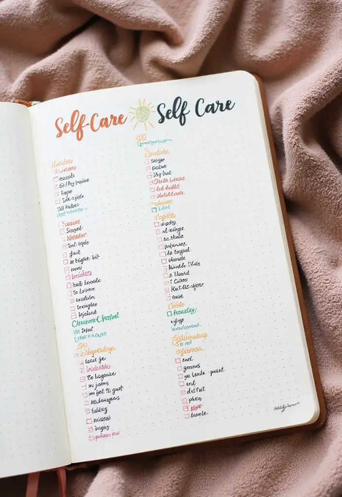 27 Dot Grid Journal Ideas That Make Planning Easy and Fun - 22. Self-Care Checklist