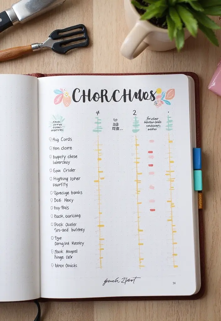 27 Dot Grid Journal Ideas That Make Planning Easy and Fun - 23. Chore Chart