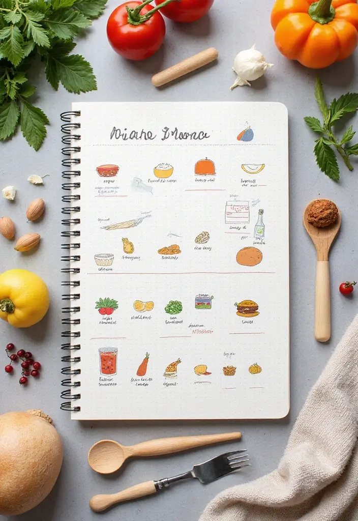 27 Dot Grid Journal Ideas That Make Planning Easy and Fun - 3. Meal Planning Page