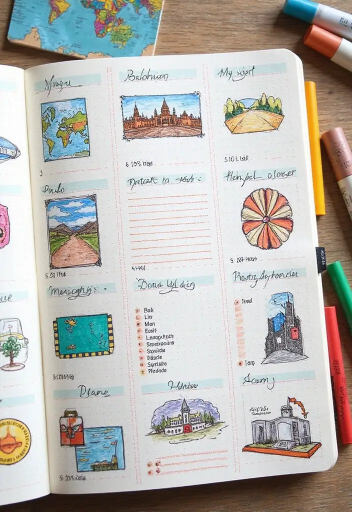 27 Dot Grid Journal Ideas That Make Planning Easy and Fun - 8. Travel Planning Page