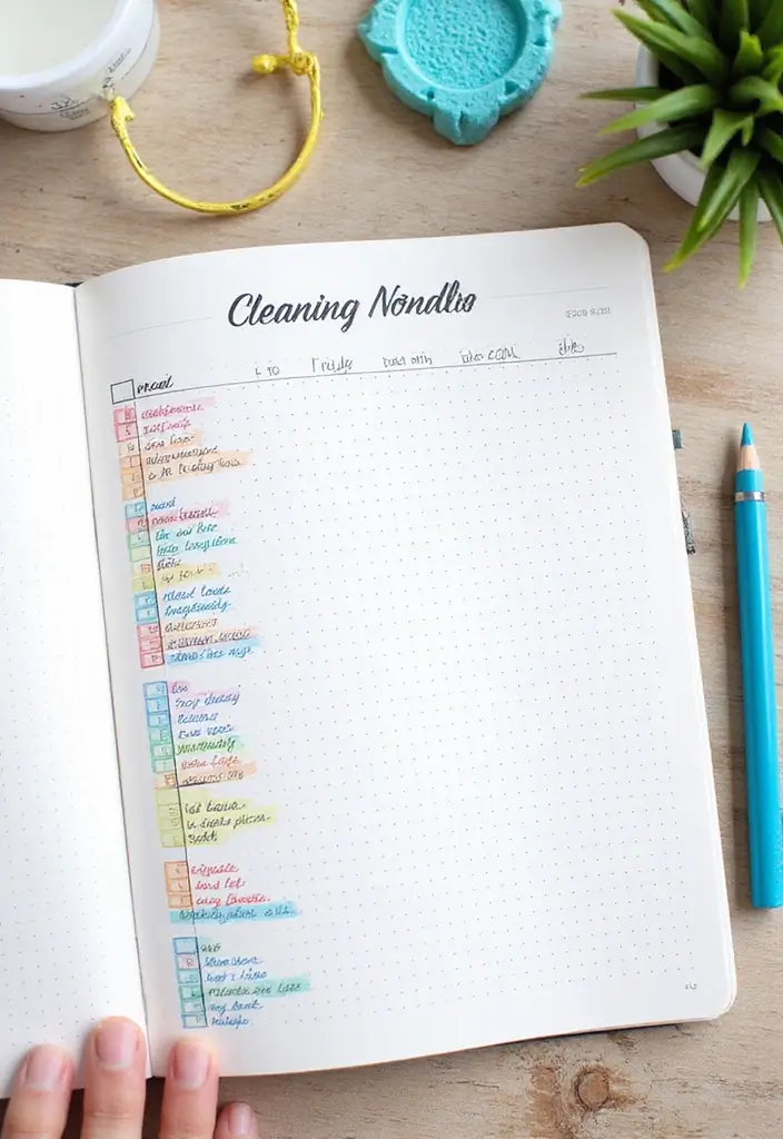 27 Dot Grid Journal Ideas That Make Planning Easy and Fun - 9. Cleaning Schedule