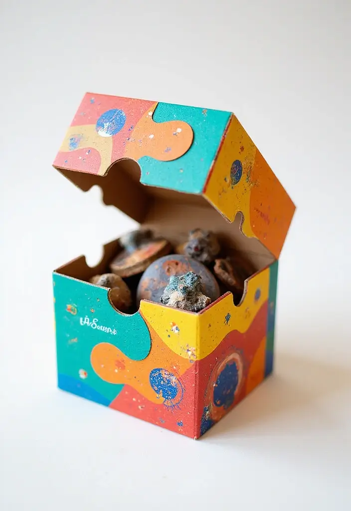 27 Easy Valentines Box Ideas That Are Quick Fun and Cute - 10. Puzzle Piece Gift Box