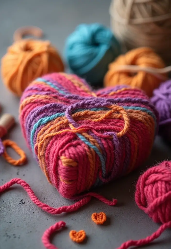 27 Easy Valentines Box Ideas That Are Quick Fun and Cute - 11. Yarn-Wrapped Heart Box