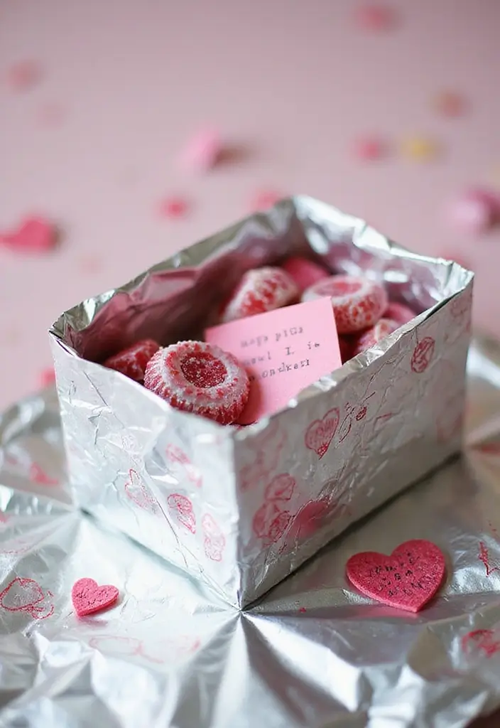 27 Easy Valentines Box Ideas That Are Quick Fun and Cute - 14. Heartfelt Aluminum Foil Box