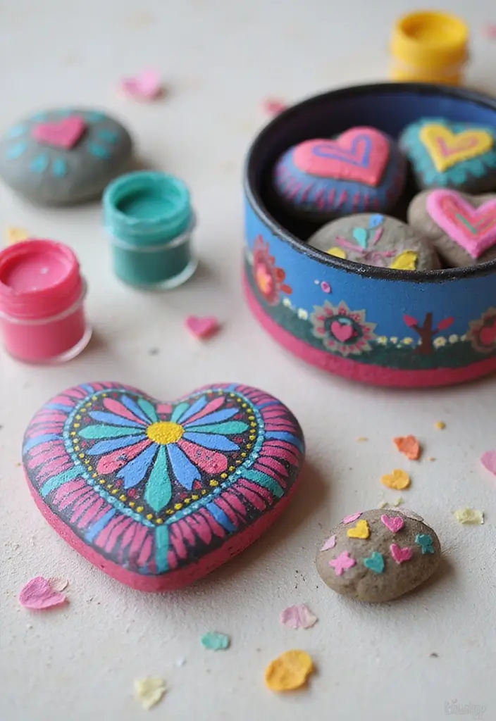 27 Easy Valentines Box Ideas That Are Quick Fun and Cute - 21. Charmingly Painted Rock Box