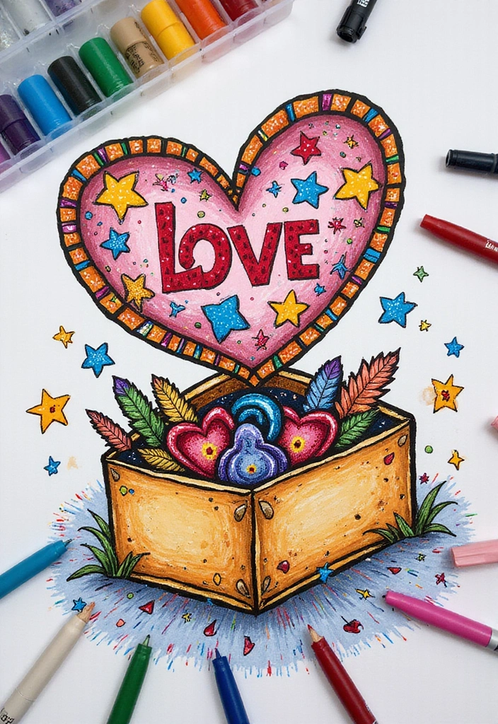 27 Easy Valentines Box Ideas That Are Quick Fun and Cute - 23. Hand-Drawn Love Box