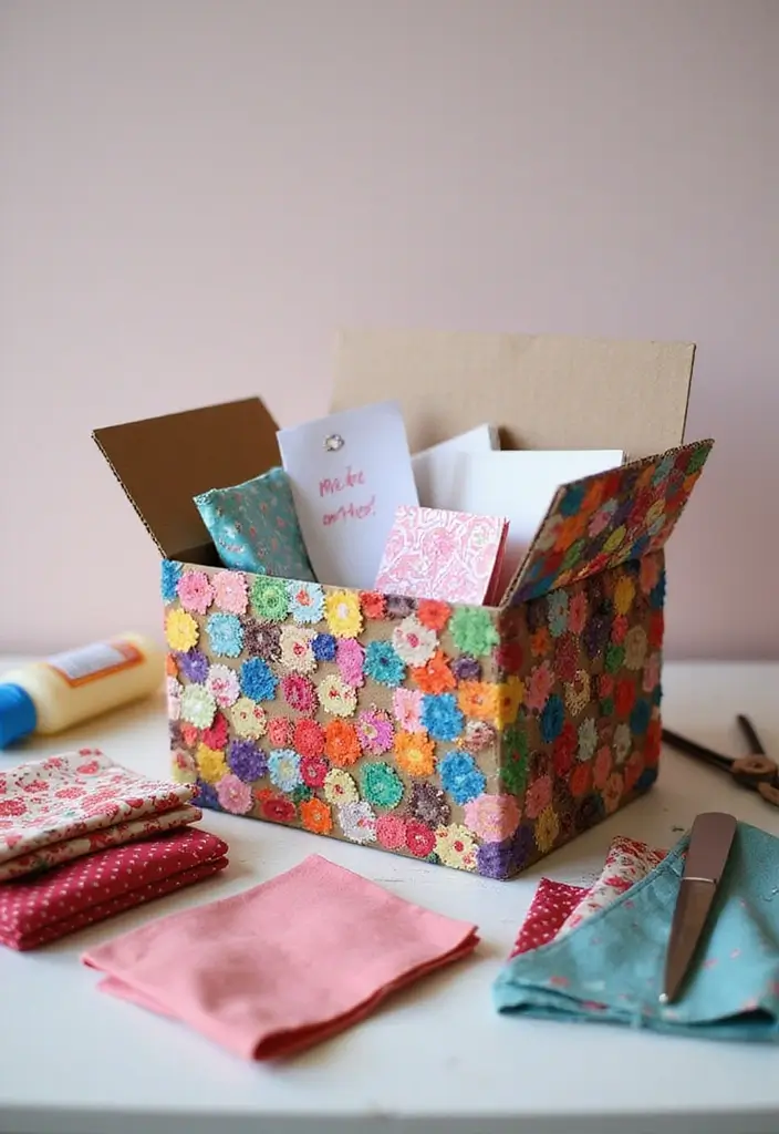 27 Easy Valentines Box Ideas That Are Quick Fun and Cute - 4. Fabric Scrap Love Notes Box