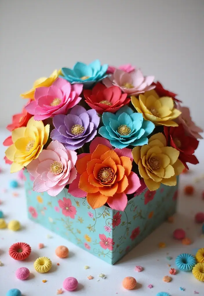 27 Easy Valentines Box Ideas That Are Quick Fun and Cute - 6. Paper Flower Box