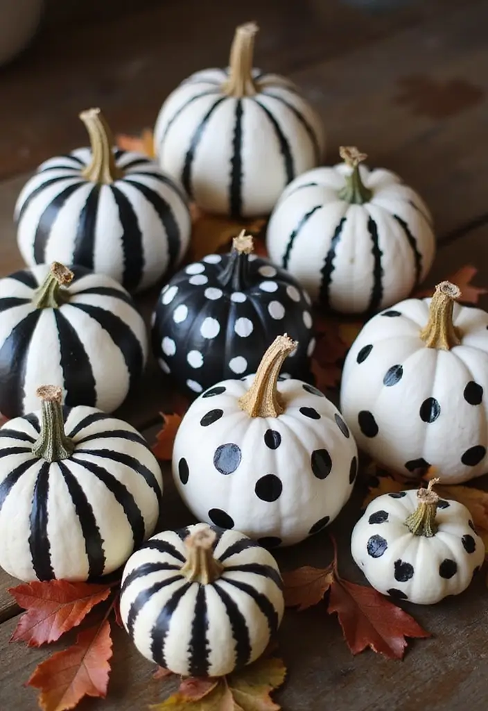 27 Fall Pumpkin Painting Ideas That Are Fun, Easy, and Festive - 1. Classic Black and White