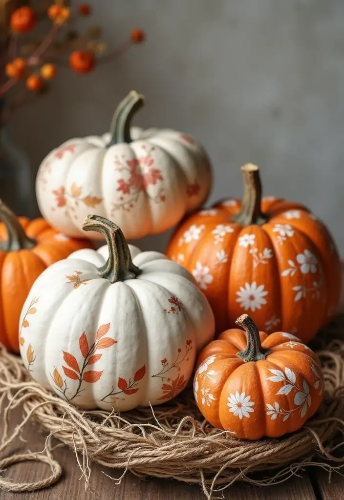 27 Fall Pumpkin Painting Ideas That Are Fun, Easy, and Festive - 17. Farmhouse Style Pumpkins