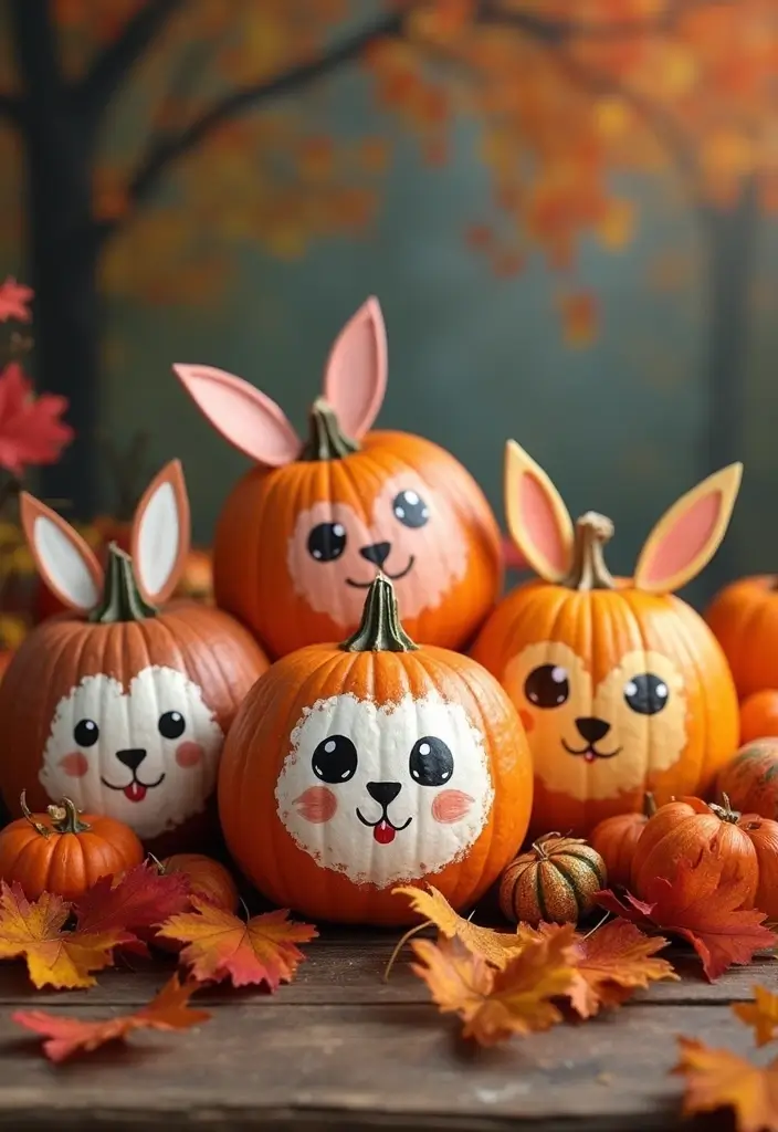 27 Fall Pumpkin Painting Ideas That Are Fun, Easy, and Festive - 2. Whimsical Animal Faces