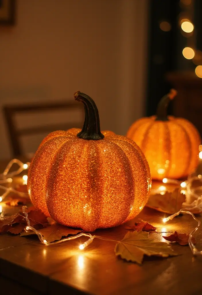 27 Fall Pumpkin Painting Ideas That Are Fun, Easy, and Festive - 6. Sparkly Glitter Pumpkins
