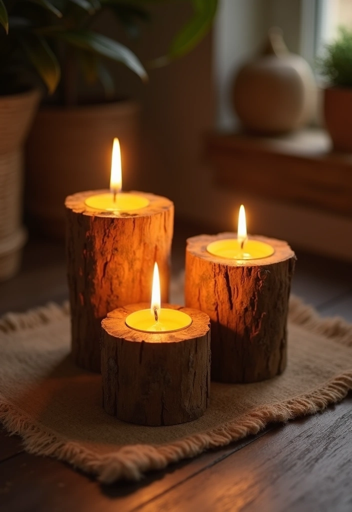 27 Handmade Decoration Ideas That Bring Personalized Charm to Home - 11. Rustic Candle Holders