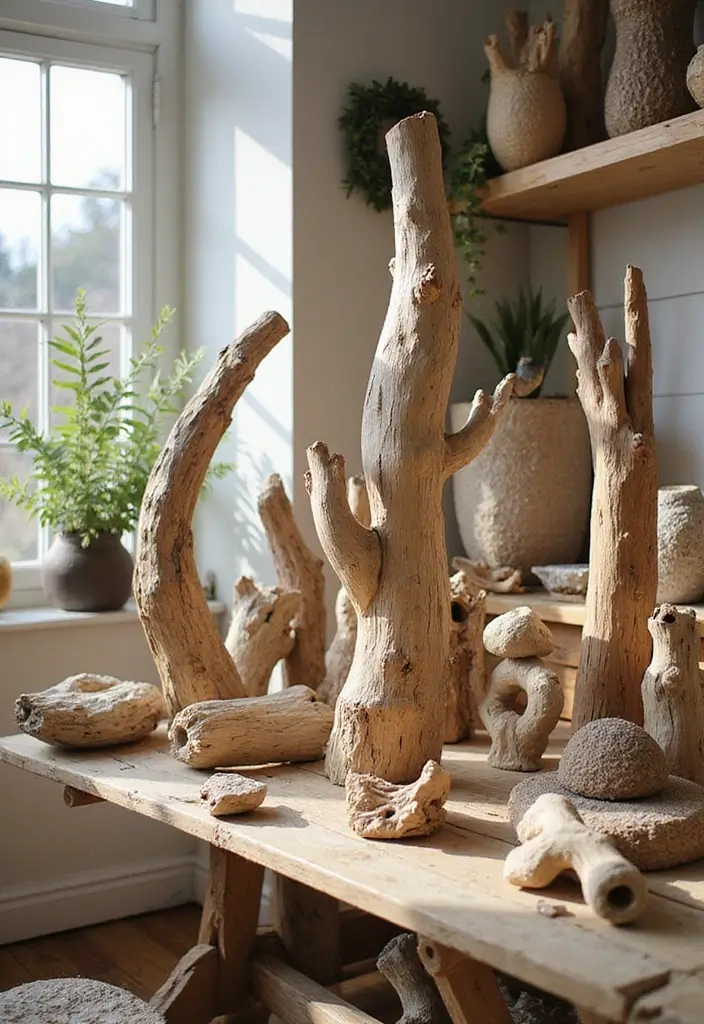 27 Handmade Decoration Ideas That Bring Personalized Charm to Home - 24. Driftwood Art Creations