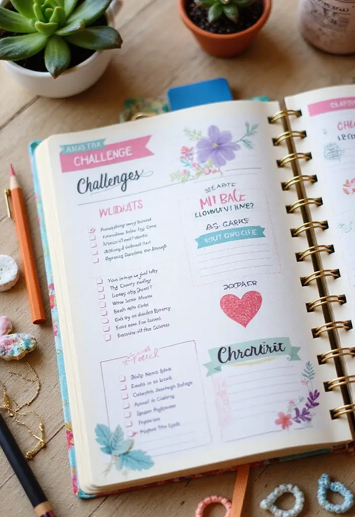 27 Interactive Journal Ideas That Make Writing Engaging and Creative - 12. Decor Challenges and Goals
