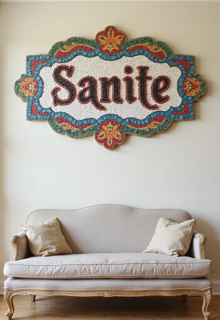 27 Name Decoration Ideas That Make Personal Spaces Unique and Fun - 15. Custom Mosaic Name Art