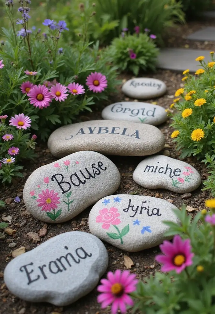27 Name Decoration Ideas That Make Personal Spaces Unique and Fun - 21. Personalized Garden Stones