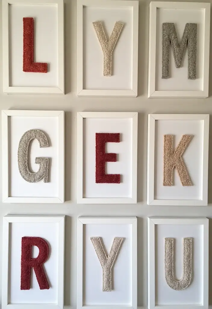 27 Name Decoration Ideas That Make Personal Spaces Unique and Fun - 8. Framed Fabric Letters