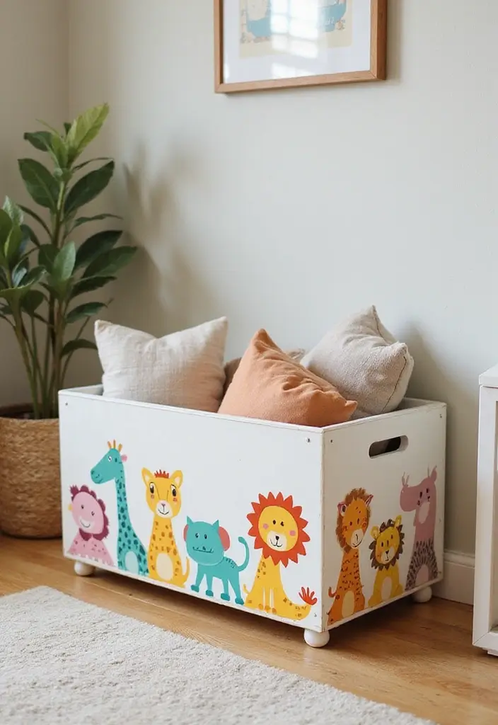 27 Painted Toy Box Ideas That Transform Ordinary Boxes Into Art 94 27 Painted Toy Box Ideas That Transform Ordinary Boxes Into Art - 18. Fun Animal Prints