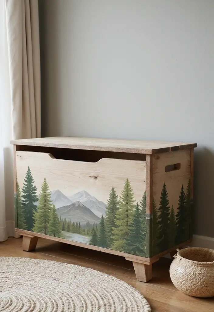 27 Painted Toy Box Ideas That Transform Ordinary Boxes Into Art 101 27 Painted Toy Box Ideas That Transform Ordinary Boxes Into Art - 19. Cozy Cabin Retreat