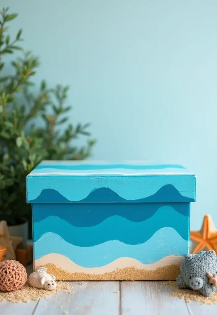 27 Painted Toy Box Ideas That Transform Ordinary Boxes Into Art 8 27 Painted Toy Box Ideas That Transform Ordinary Boxes Into Art - 2. Ocean Wave Bliss