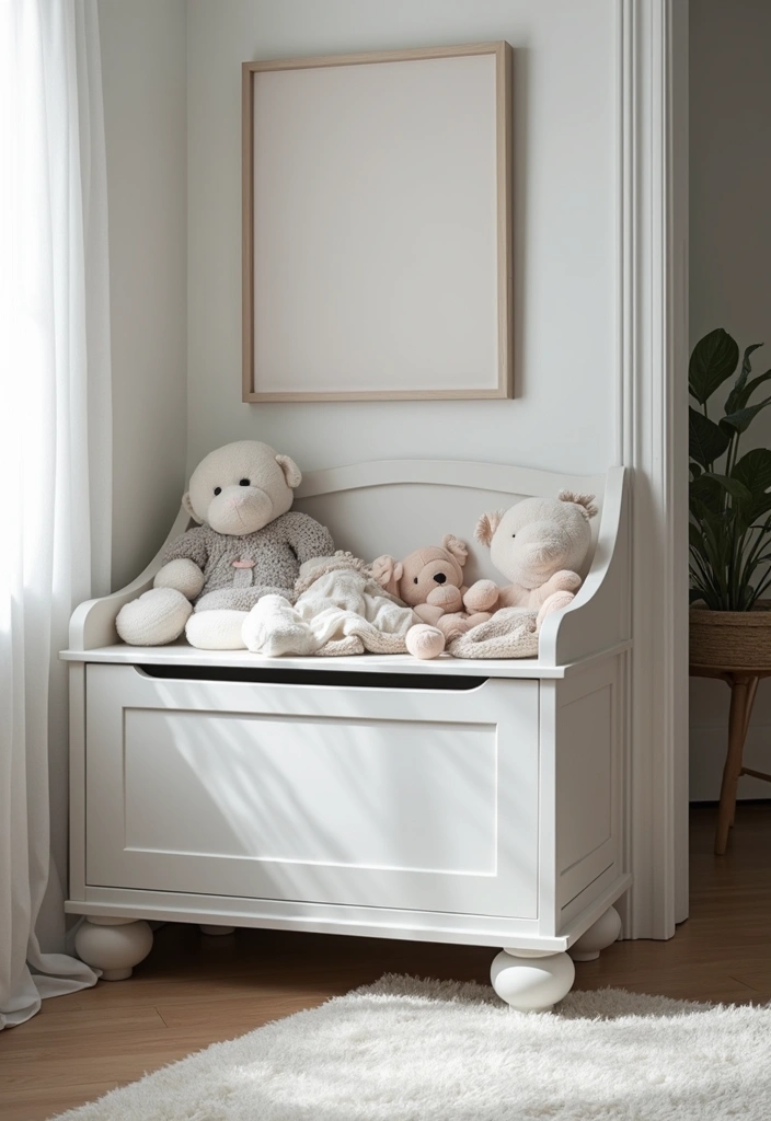 27 Painted Toy Box Ideas That Transform Ordinary Boxes Into Art 113 27 Painted Toy Box Ideas That Transform Ordinary Boxes Into Art - 21. Elegant Monochrome