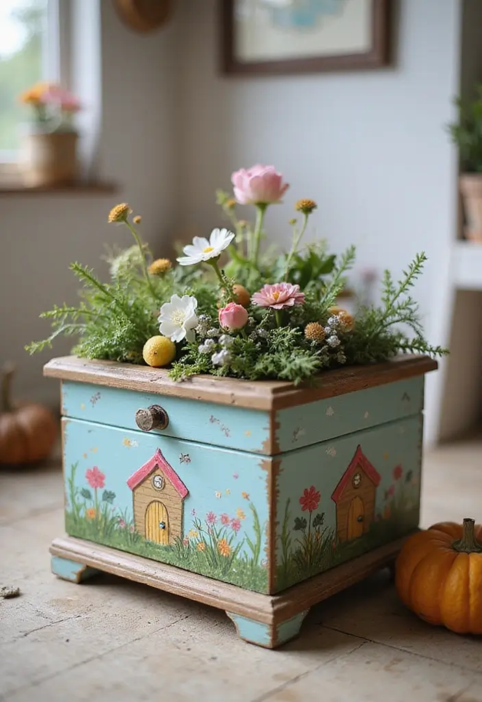 27 Painted Toy Box Ideas That Transform Ordinary Boxes Into Art 149 27 Painted Toy Box Ideas That Transform Ordinary Boxes Into Art - 27. Enchanted Fairy Garden
