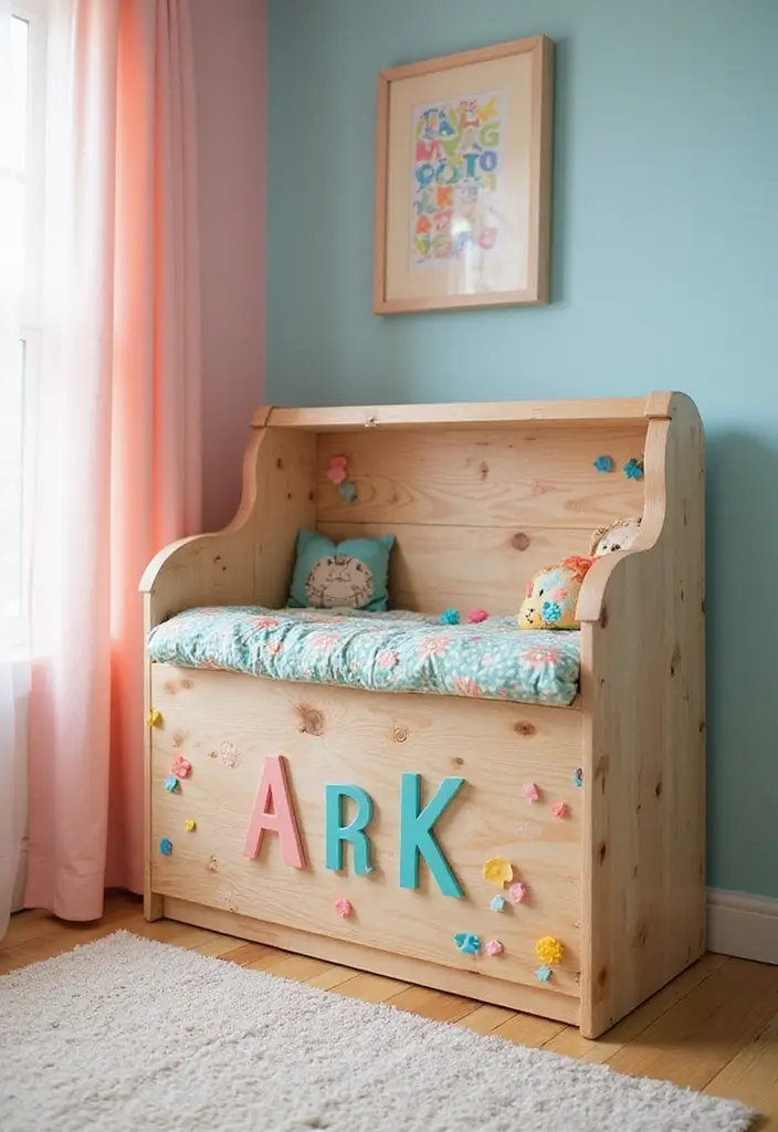 27 Painted Toy Box Ideas That Transform Ordinary Boxes Into Art 31 27 Painted Toy Box Ideas That Transform Ordinary Boxes Into Art - 7. Personalized Initial Toy Box