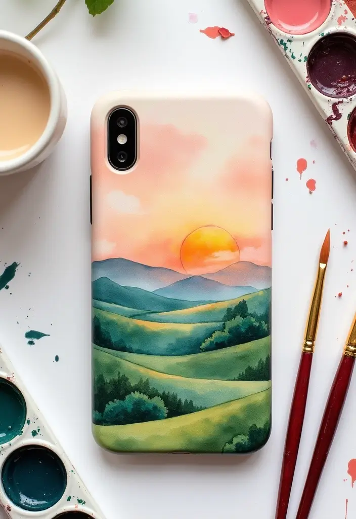 27 Phone Case Painting Ideas Aesthetic That Make Your Device Stand Out - 1. Nature-Inspired Watercolor