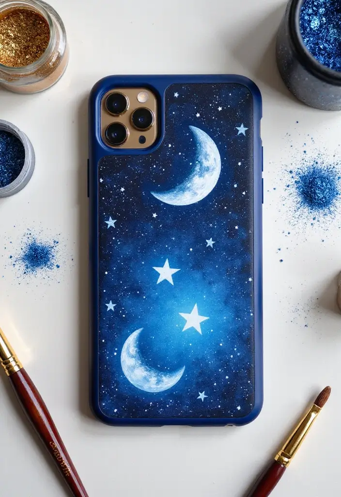 27 Phone Case Painting Ideas Aesthetic That Make Your Device Stand Out - 10. Celestial Themes