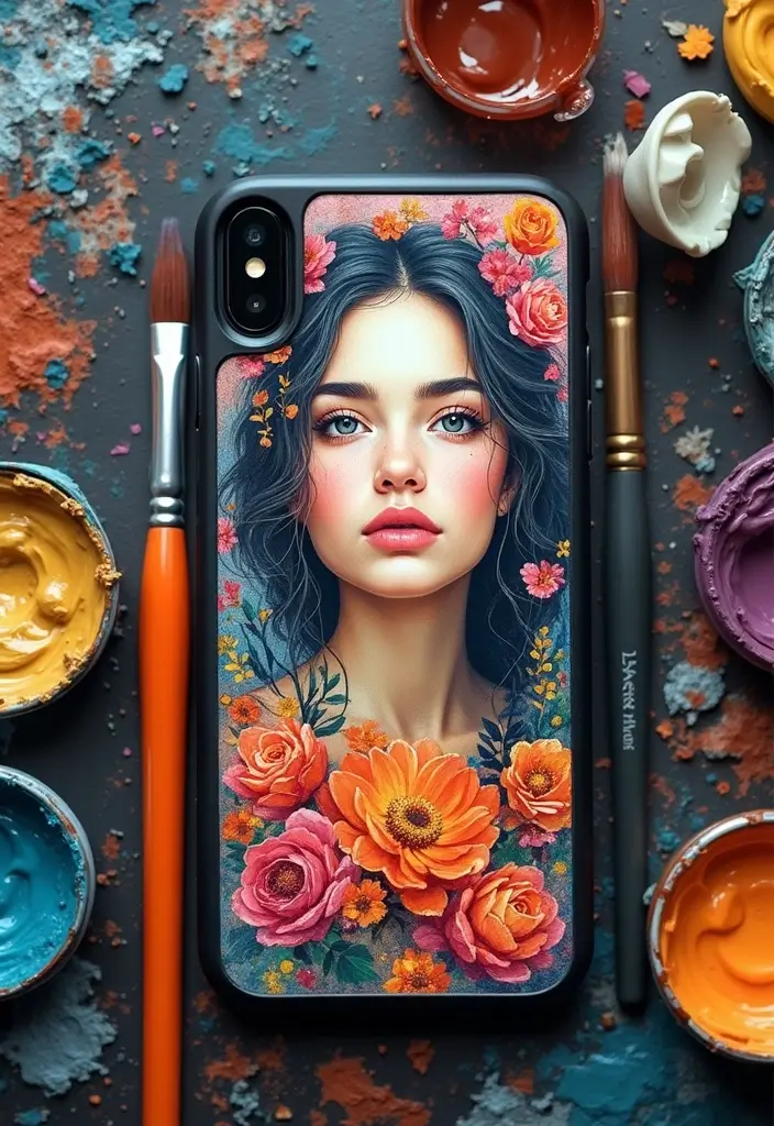 27 Phone Case Painting Ideas Aesthetic That Make Your Device Stand Out - 11. Artistic Portraits