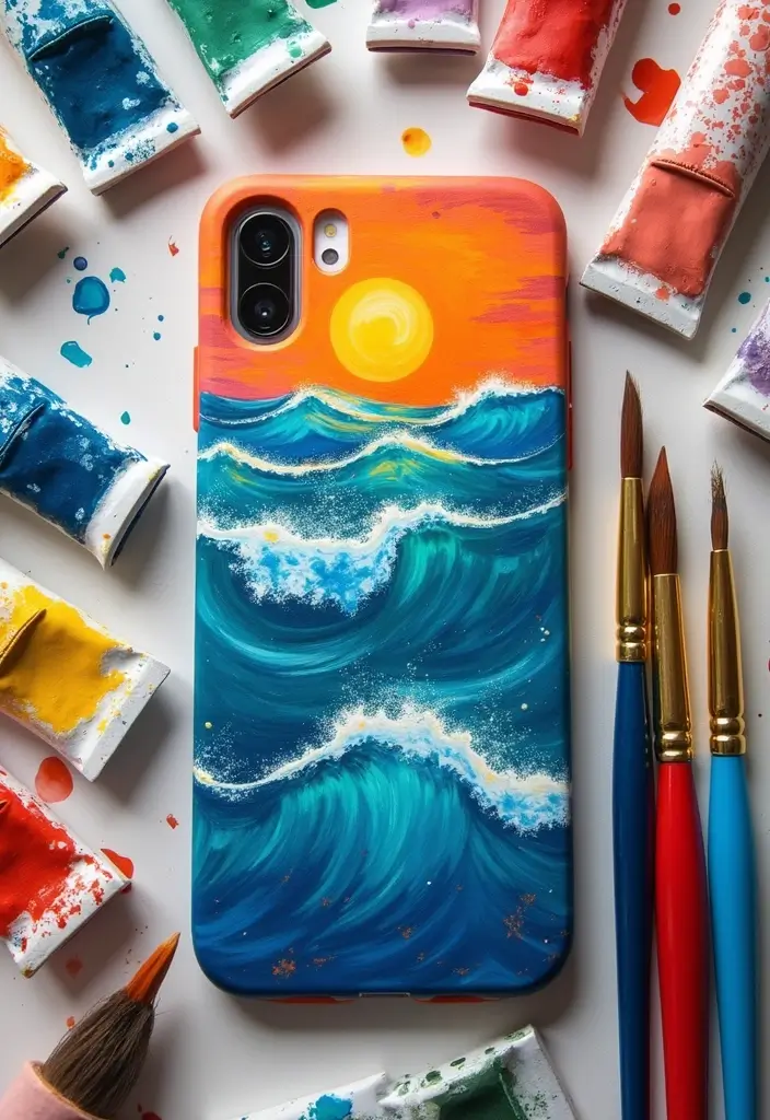 27 Phone Case Painting Ideas Aesthetic That Make Your Device Stand Out - 19. Colorful Waves