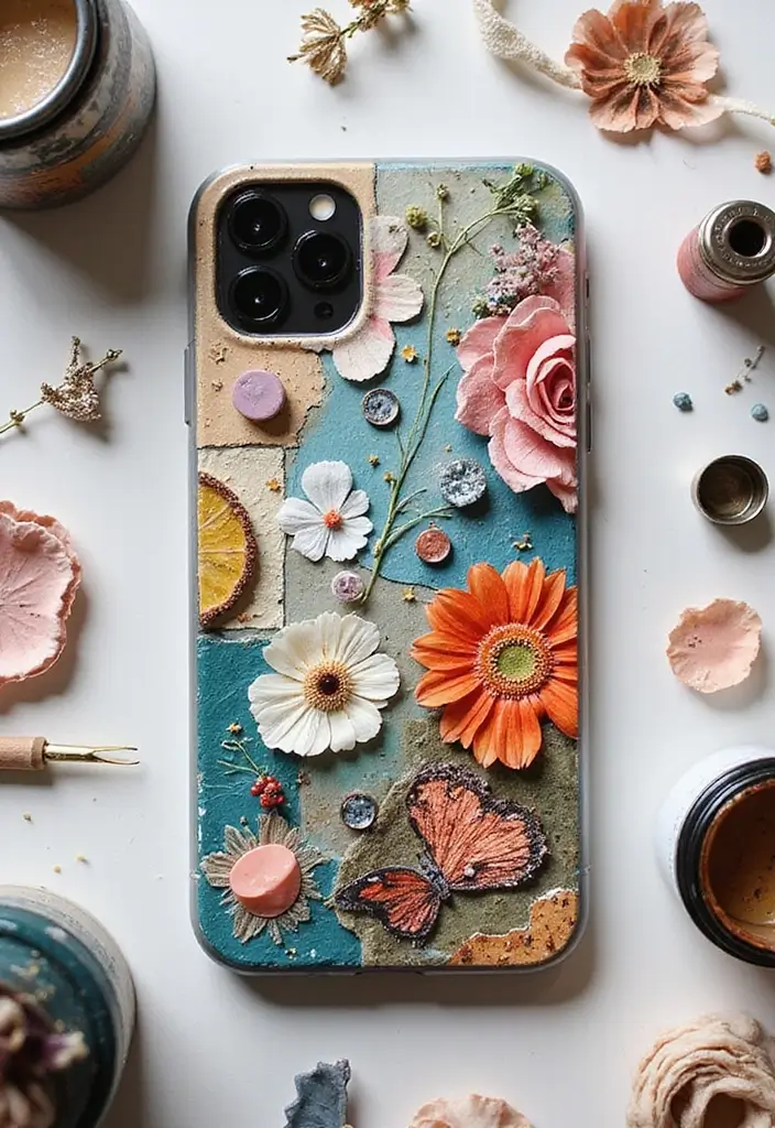27 Phone Case Painting Ideas Aesthetic That Make Your Device Stand Out - 22. Artistic Collage