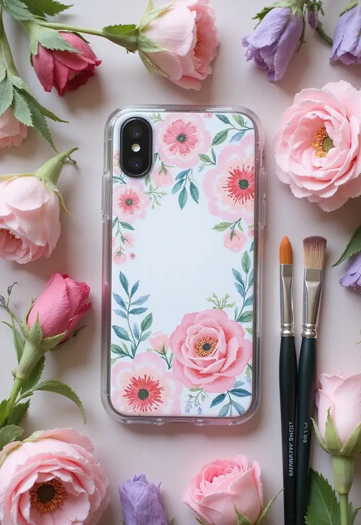 27 Phone Case Painting Ideas Aesthetic That Make Your Device Stand Out - 5. Elegant Floral Patterns