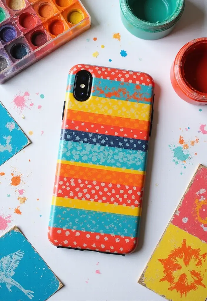 27 Phone Case Painting Ideas Aesthetic That Make Your Device Stand Out - 6. Retro Patterns
